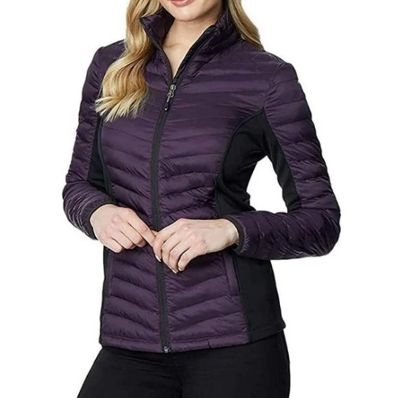 New 32 Degrees Heat Womens Lightweight DK Blackberry Mixed Media Jacket Size XXL - Picture 2 of 13